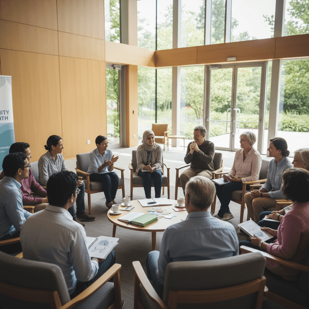 Biblical foundations phase - participants in faith-based recovery discussion
