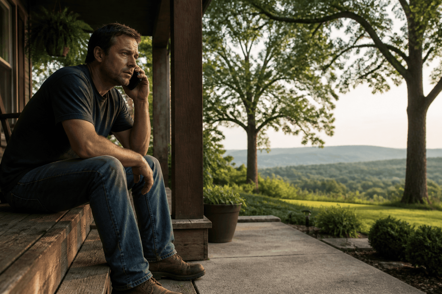 A man on the phone with a faith-based recovery ministry in Northwest Arkansas